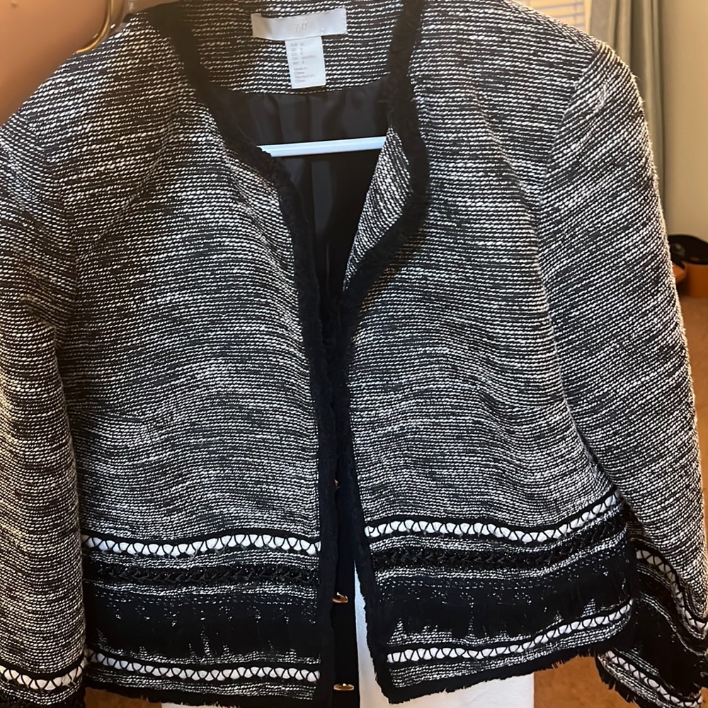 Black/white tweed blazer
